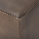 Mercana Minara 36" Square Brown Leather Wrapped w/Wood Base Ottoman