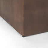 Mercana Minara 36" Square Brown Leather Wrapped w/Wood Base Ottoman