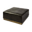 Mercana Minara 36" Square Black Leather Wrapped w/Metal Base Ottoman