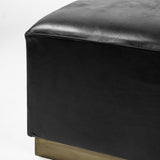 Mercana Minara 36" Square Black Leather Wrapped w/Metal Base Ottoman