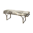 Mercana Jessie 55L x 16W White/Gray Hair-On-Hide Seat W/Gold Metal Base Accent Bench