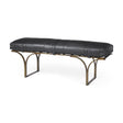 Mercana Jessie 55L x 16W Black Leather Seat W/Gold Metal Base Accent Bench