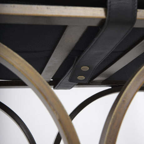 Mercana Jessie 55L x 16W Black Leather Seat W/Gold Metal Base Accent Bench