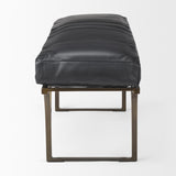 Mercana Jessie 55L x 16W Black Leather Seat W/Gold Metal Base Accent Bench