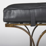 Mercana Jessie 55L x 16W Black Leather Seat W/Gold Metal Base Accent Bench