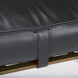 Mercana Jessie 55L x 16W Black Leather Seat W/Gold Metal Base Accent Bench