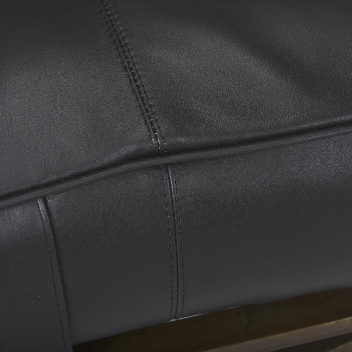 Mercana Jessie 55L x 16W Black Leather Seat W/Gold Metal Base Accent Bench