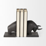 Mercana Tauro III (Set of 2) 10L x 5W Black Cast Aluminum Raging Bull Bookends