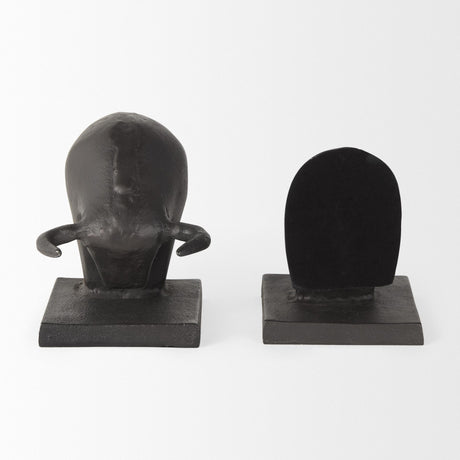 Mercana Tauro III (Set of 2) 10L x 5W Black Cast Aluminum Raging Bull Bookends