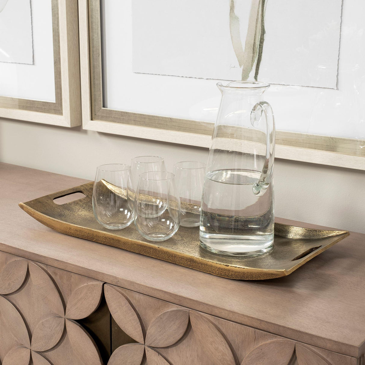 Mercana Drey 24L x 10W Gold Rectangular Tray