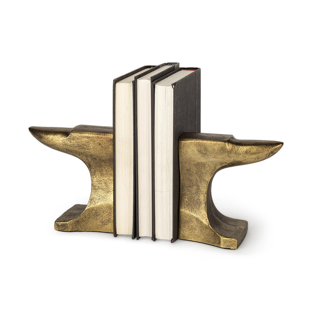 Mercana Anvilia (Set of 2) 12L x 3W Gold Anvil Shaped Bookends