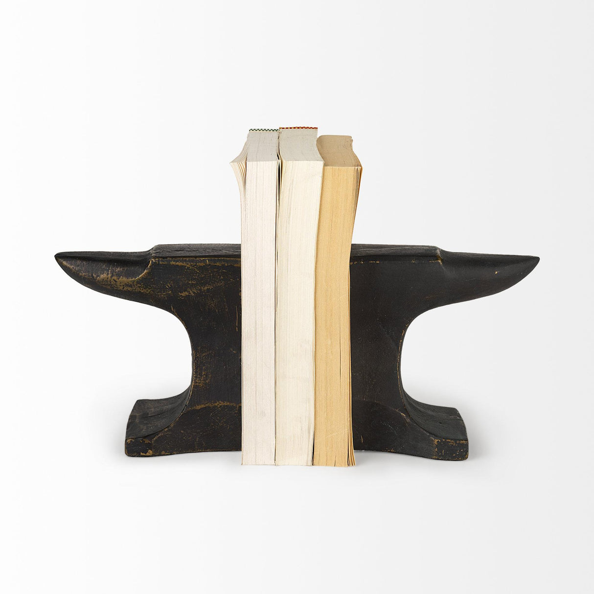 Mercana Anvilia (Set of 2) 12L x 4W Black With Gold Accents Anvil Shaped Bookends