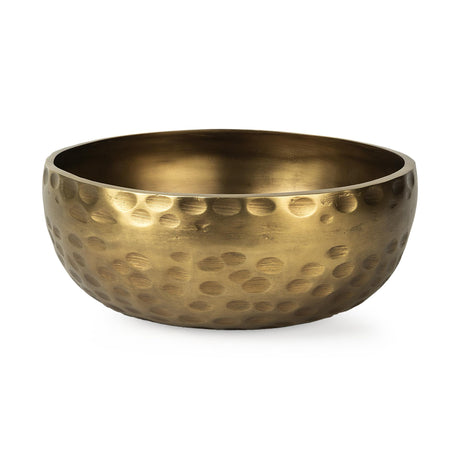 Mercana Karmel 12L x 12W Gold Hammered Aluminum Bowl