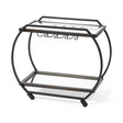 Mercana Chriselle Black Metal And Glass Two Tier Bar Cart