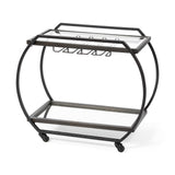 Mercana Chriselle Black Metal And Glass Two Tier Bar Cart