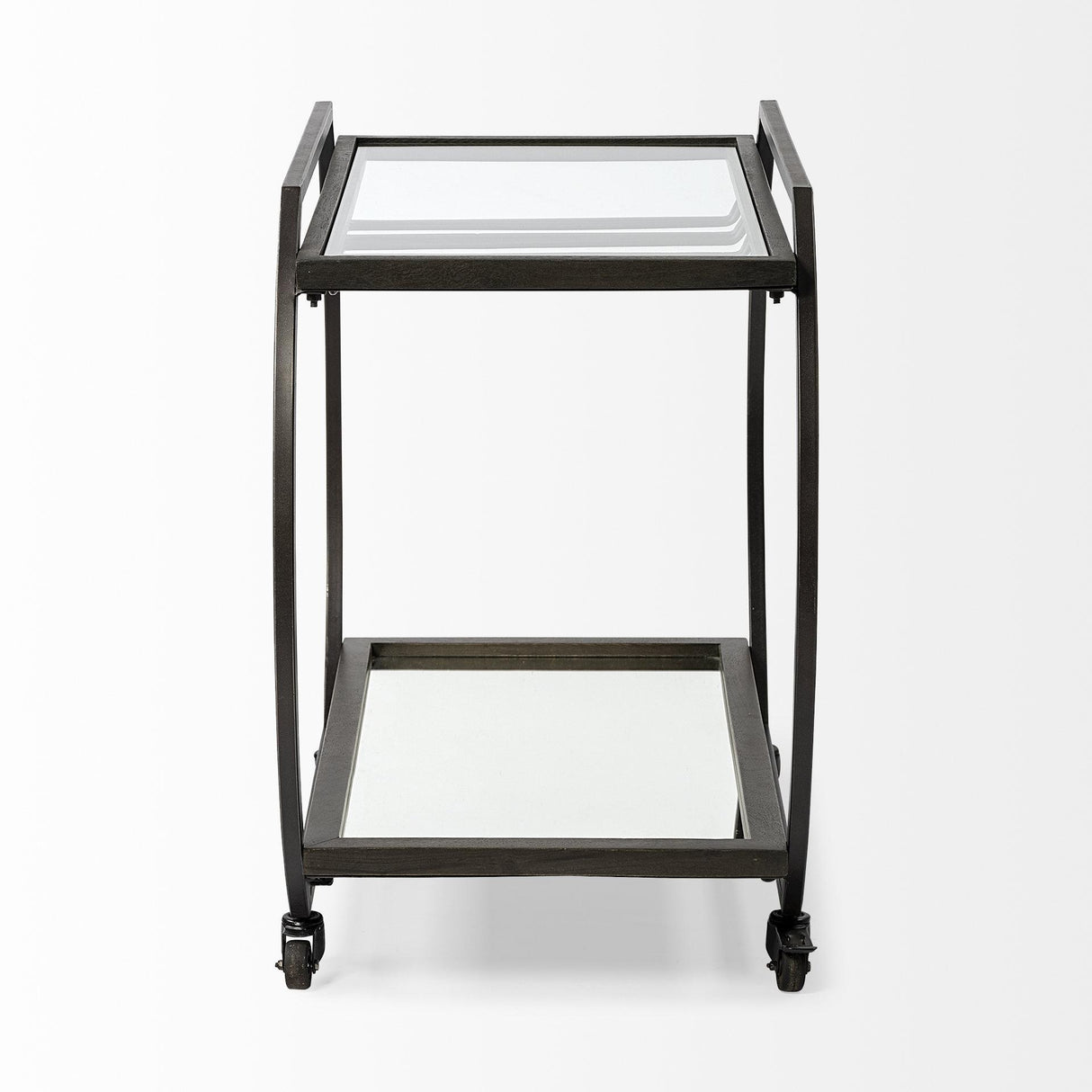 Mercana Chriselle Black Metal And Glass Two Tier Bar Cart