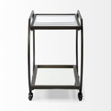 Mercana Chriselle Black Metal And Glass Two Tier Bar Cart