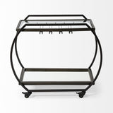 Mercana Chriselle Black Metal And Glass Two Tier Bar Cart
