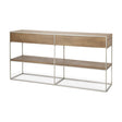Mercana Morris I 63L x 15W x 31H Brown Wood w/ Silver Metal Frame 2 Drawer Console Table