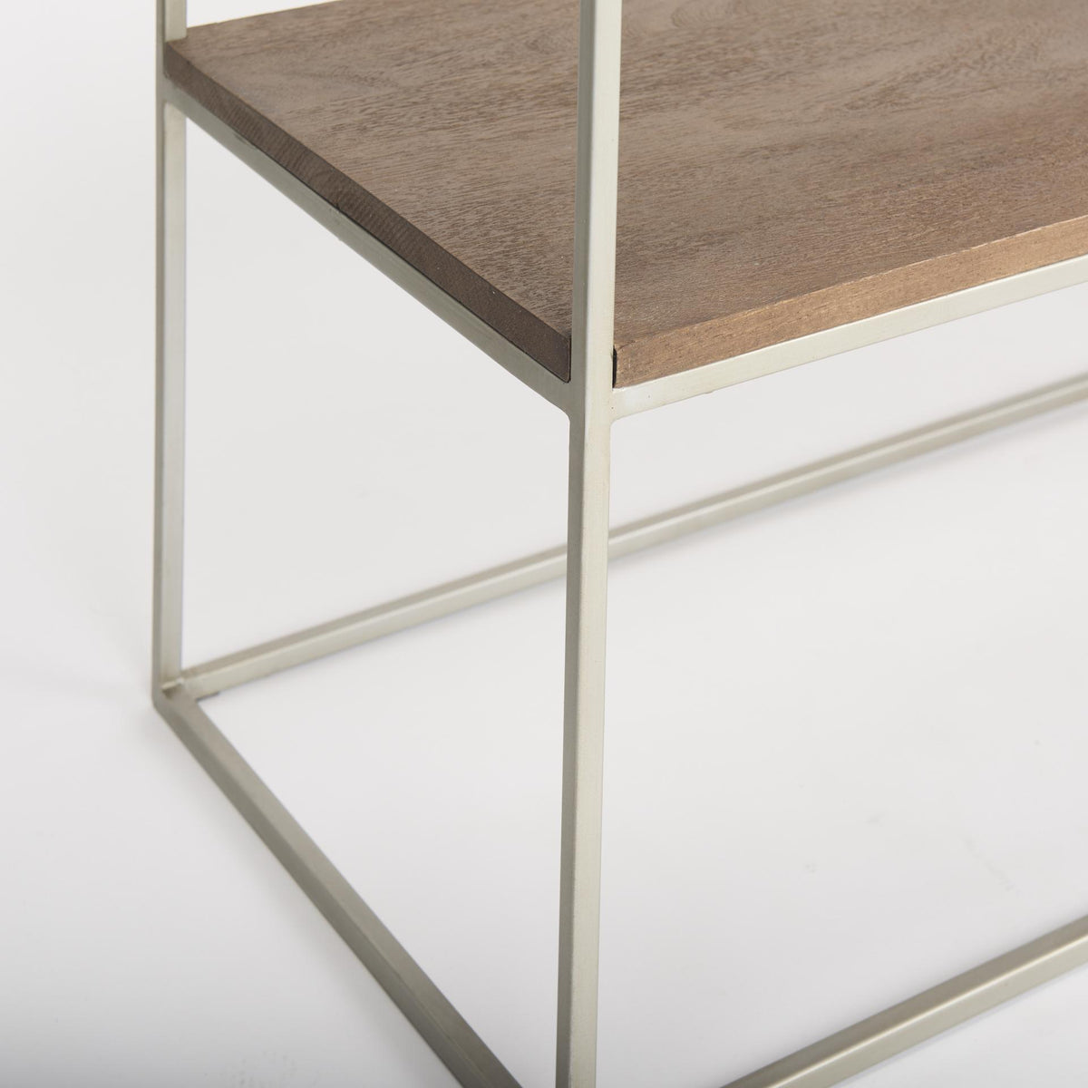 Mercana Morris I 63L x 15W x 31H Brown Wood w/ Silver Metal Frame 2 Drawer Console Table