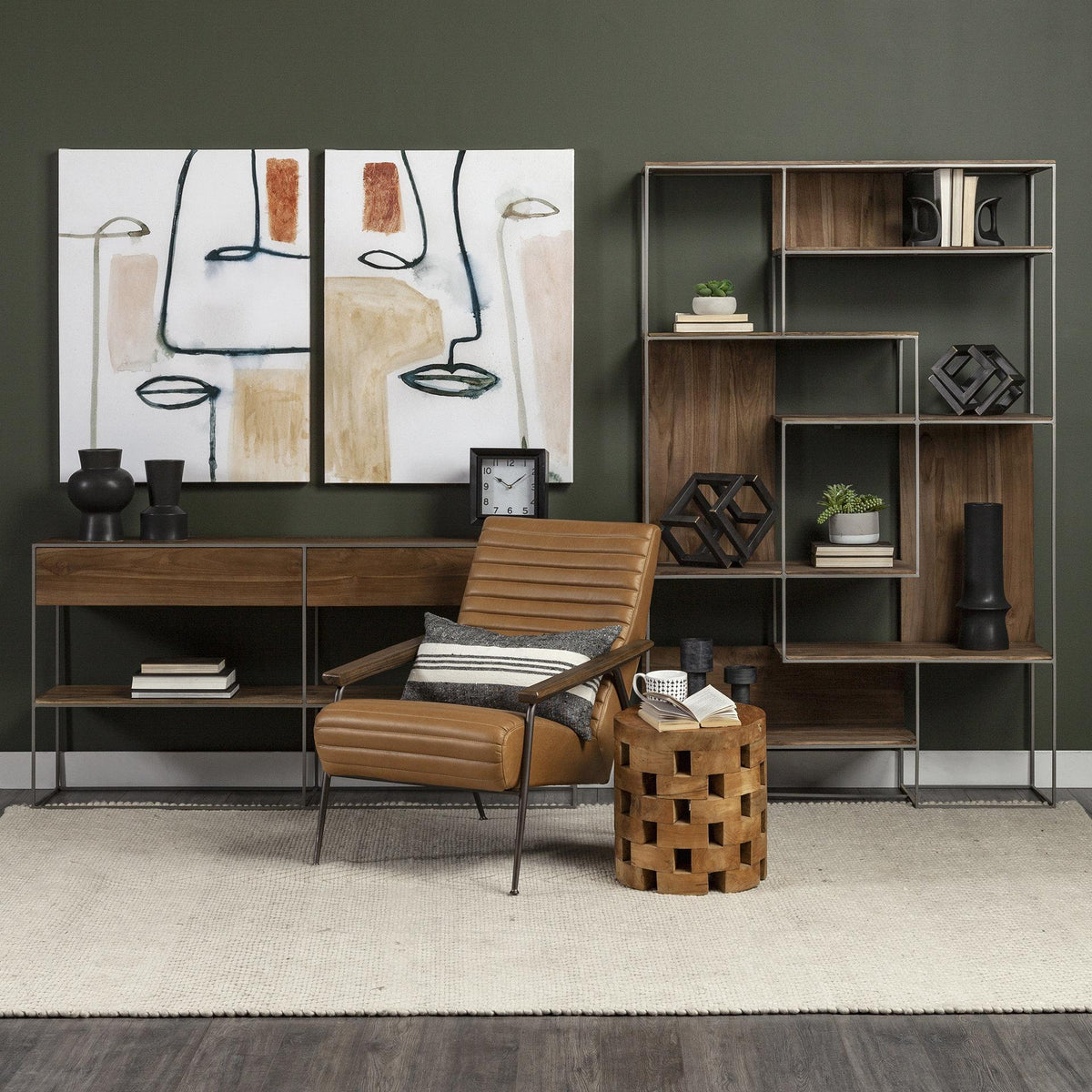 Mercana Morris I 63L x 15W x 31H Brown Wood w/ Silver Metal Frame 2 Drawer Console Table