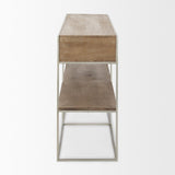 Mercana Morris I 63L x 15W x 31H Brown Wood w/ Silver Metal Frame 2 Drawer Console Table