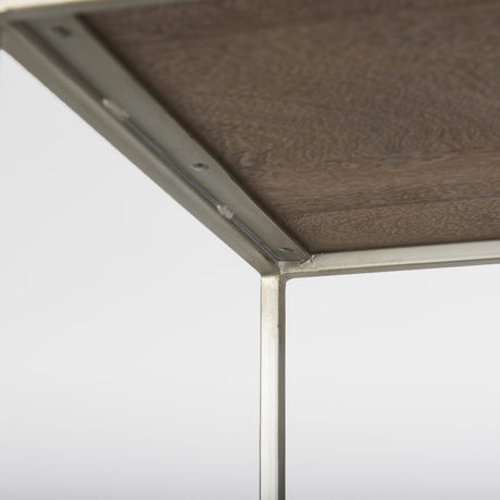 Mercana Morris II 19.75 x 15 x 72.5 Brown Wood and Silver Metal Frame 4 Shelf Shelving Unit