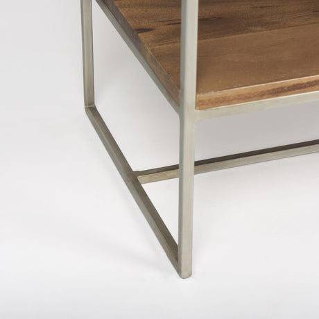 Mercana Morris III 47.25 X 15 X 75.5 Brown Wood and Silver Metal Frame 6 Shelf Shelving Unit