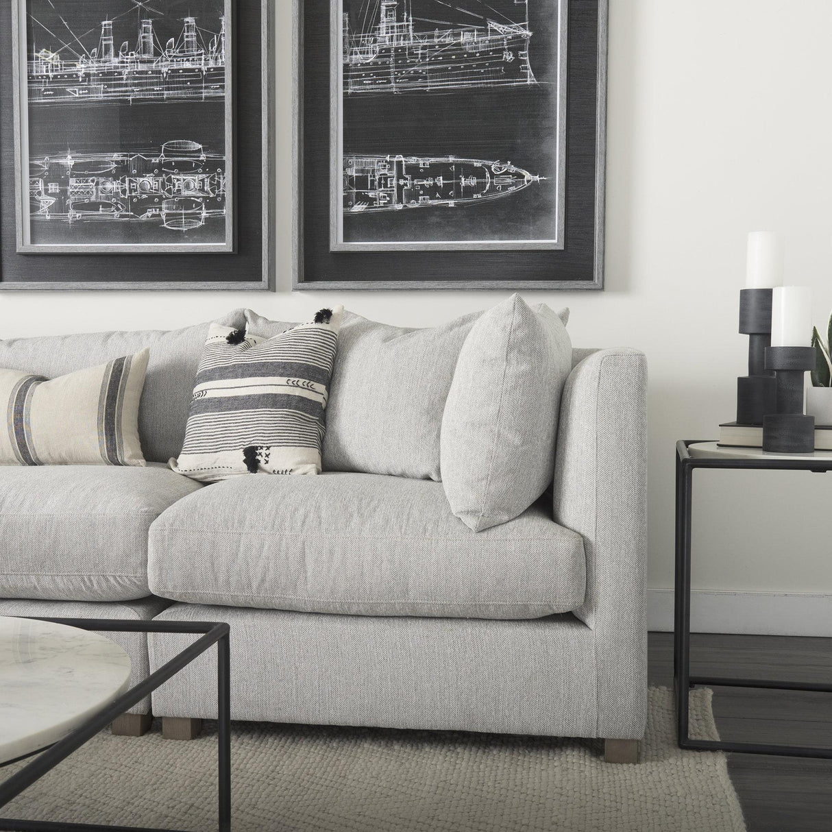 Mercana Valence 37.8L x 38.6W x 28.3H Light Gray Corner Sectional Piece