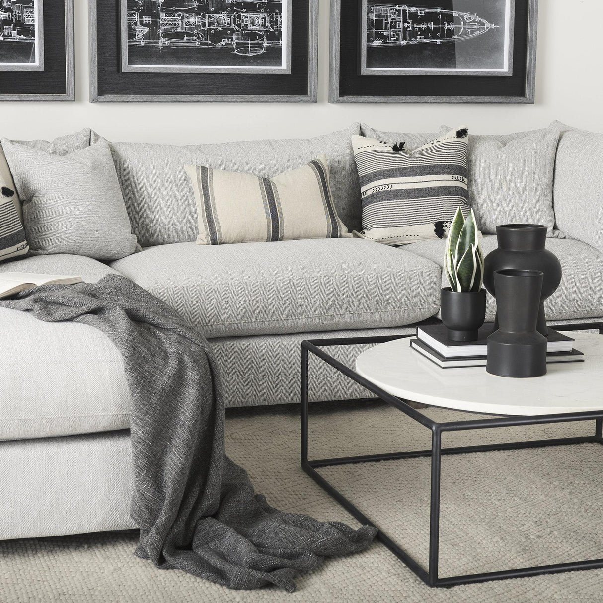 Mercana Valence 38.2L x 38.6W x 28.3H Light Gray Armless Sectional Piece