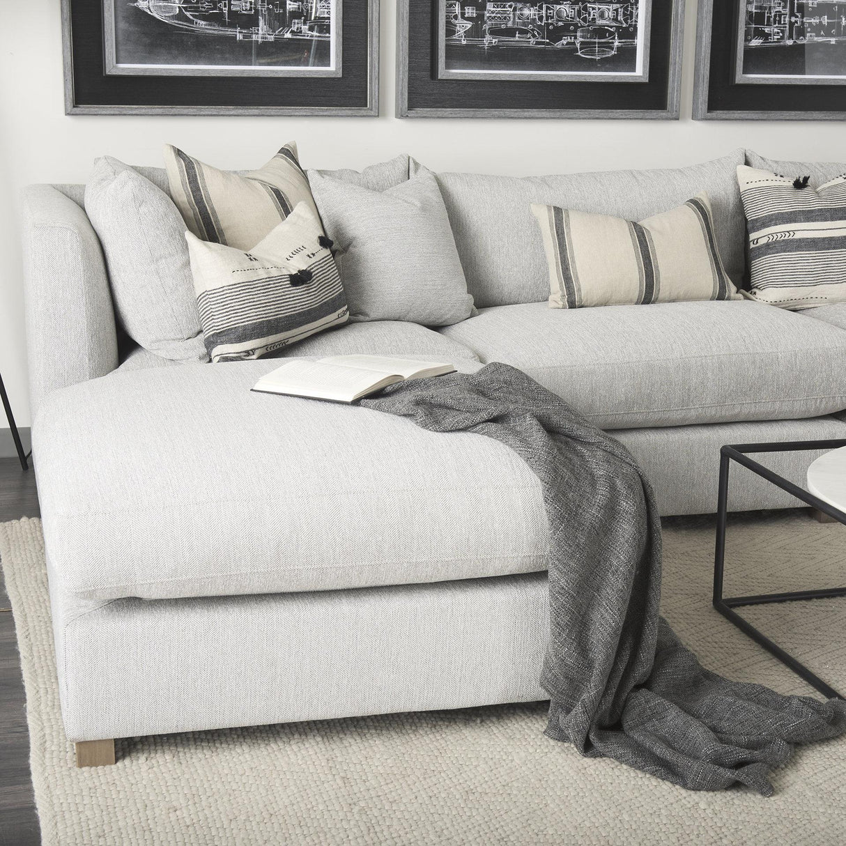 Mercana Valence 38.6L x 38.6W x 17.7H Light Gray Full Size Ottoman Sectional Piece