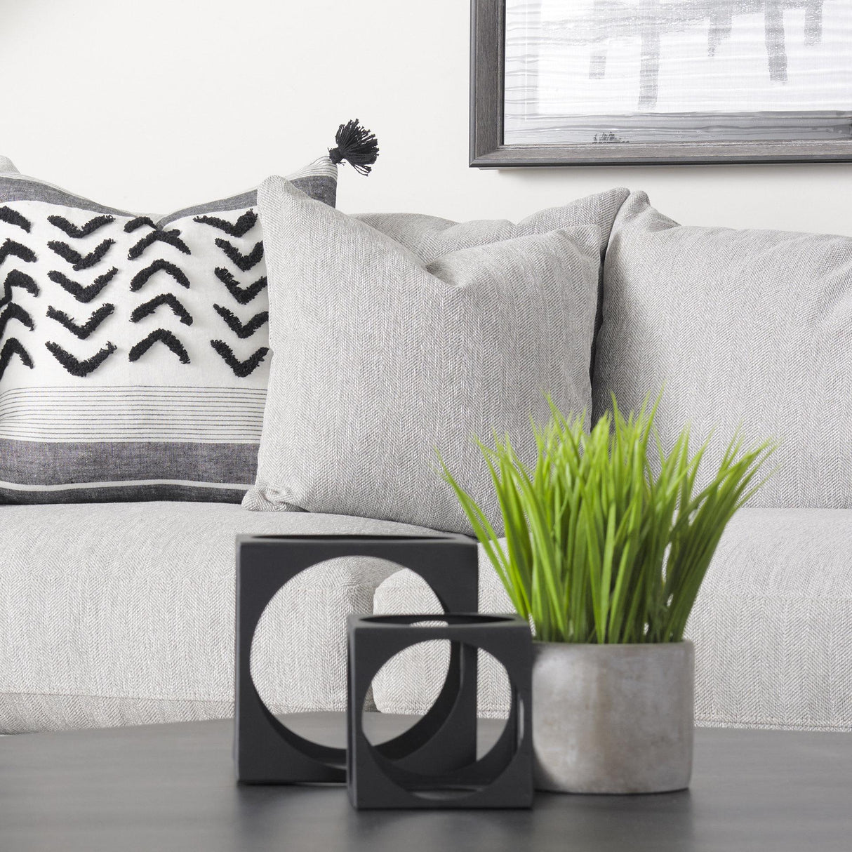 Mercana Valence Light Gray Throw Pillow Sectional Piece
