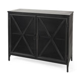 Mercana Poppy III 40L x 16W Black Metal With Glass Door Accent Cabinet