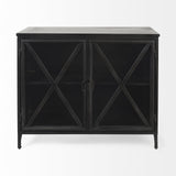 Mercana Poppy III 40L x 16W Black Metal With Glass Door Accent Cabinet
