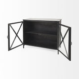 Mercana Poppy III 40L x 16W Black Metal With Glass Door Accent Cabinet