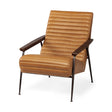 Mercana Grosjean Brown Leather Wrap Metal Frame Accent Chair