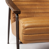 Mercana Grosjean Brown Leather Wrap Metal Frame Accent Chair