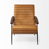 Mercana Grosjean Brown Leather Wrap Metal Frame Accent Chair