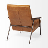 Mercana Grosjean Brown Leather Wrap Metal Frame Accent Chair