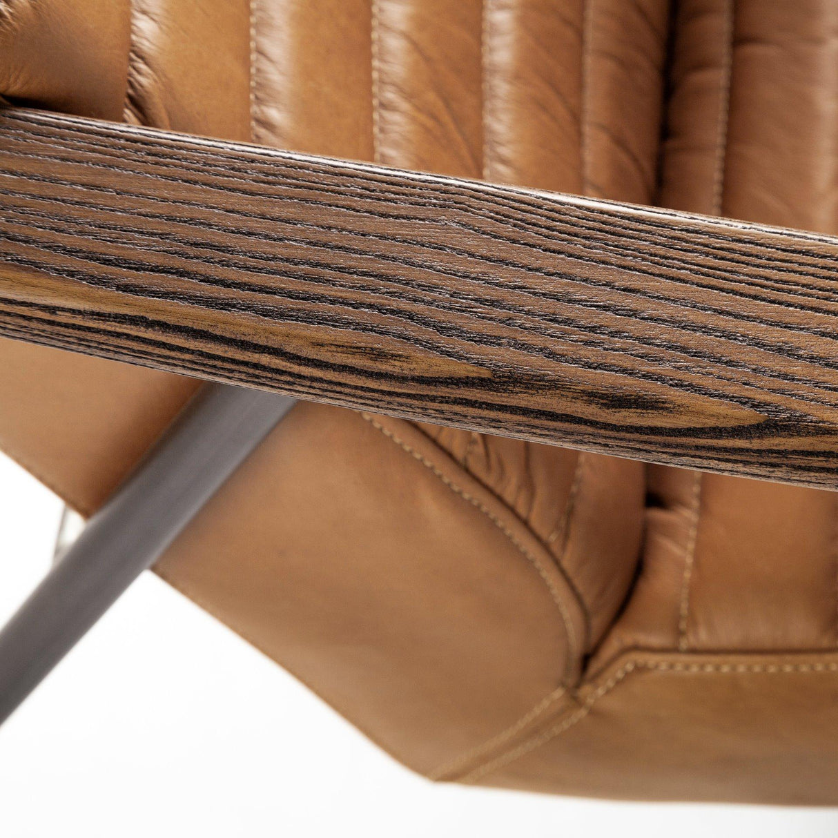 Mercana Grosjean Brown Leather Wrap Metal Frame Accent Chair