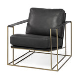 Mercana Watson Black Leather Wrap Gold Metal Frame Accent Chair