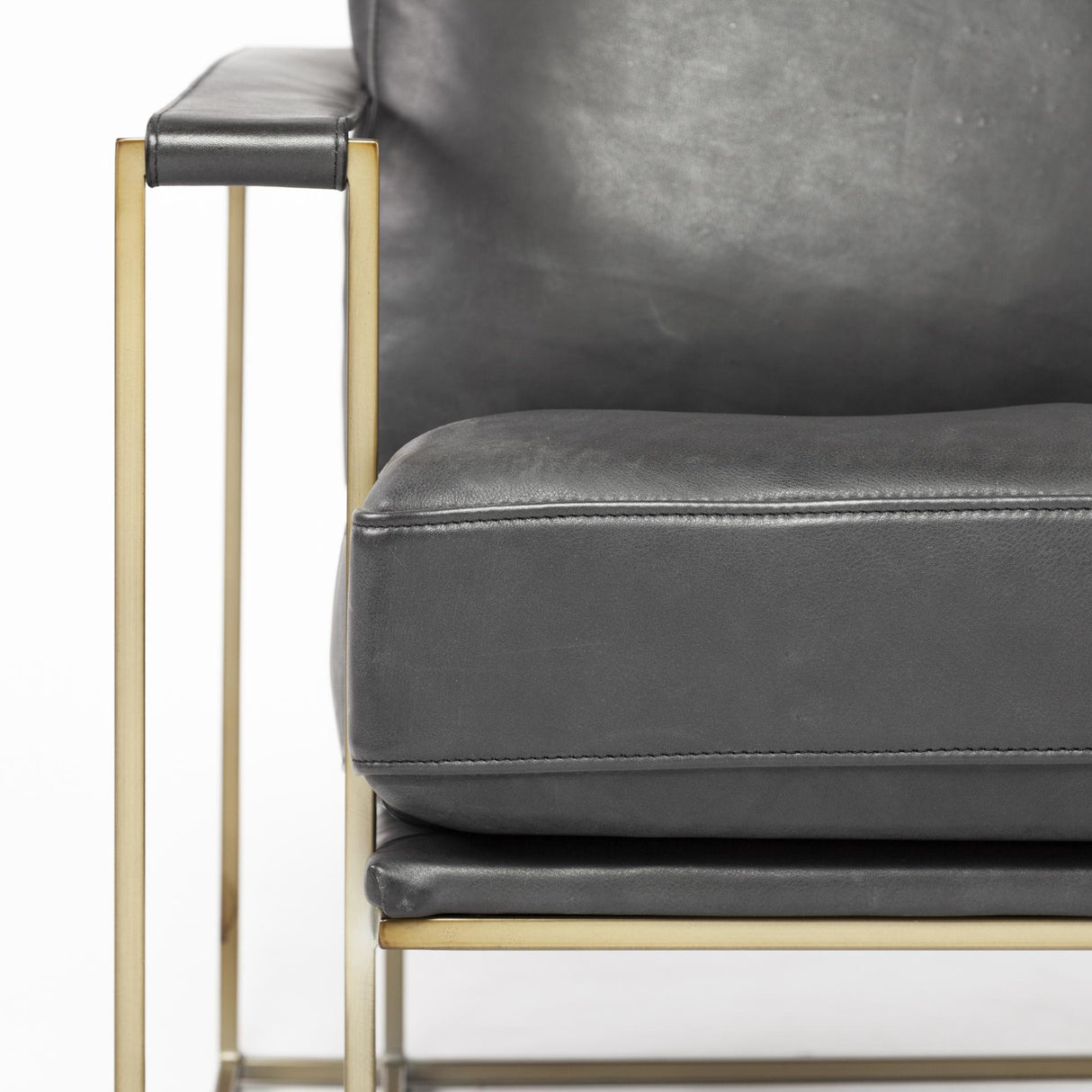 Mercana Watson Black Leather Wrap Gold Metal Frame Accent Chair