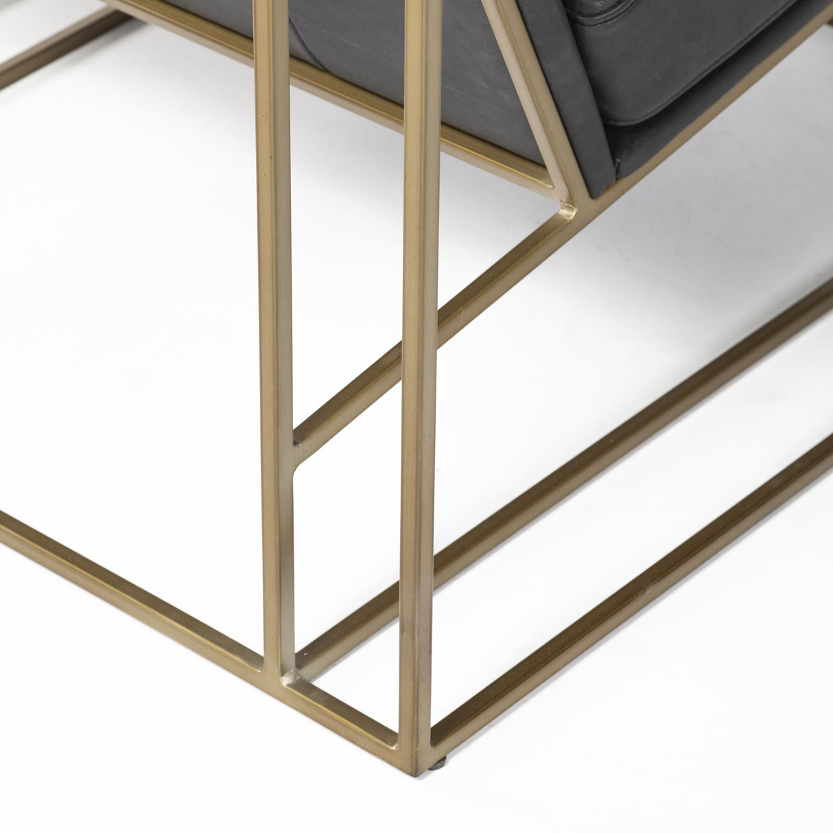 Mercana Watson Black Leather Wrap Gold Metal Frame Accent Chair