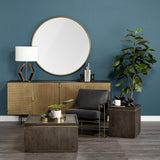 Mercana Watson Black Leather Wrap Gold Metal Frame Accent Chair