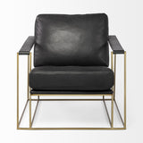 Mercana Watson Black Leather Wrap Gold Metal Frame Accent Chair