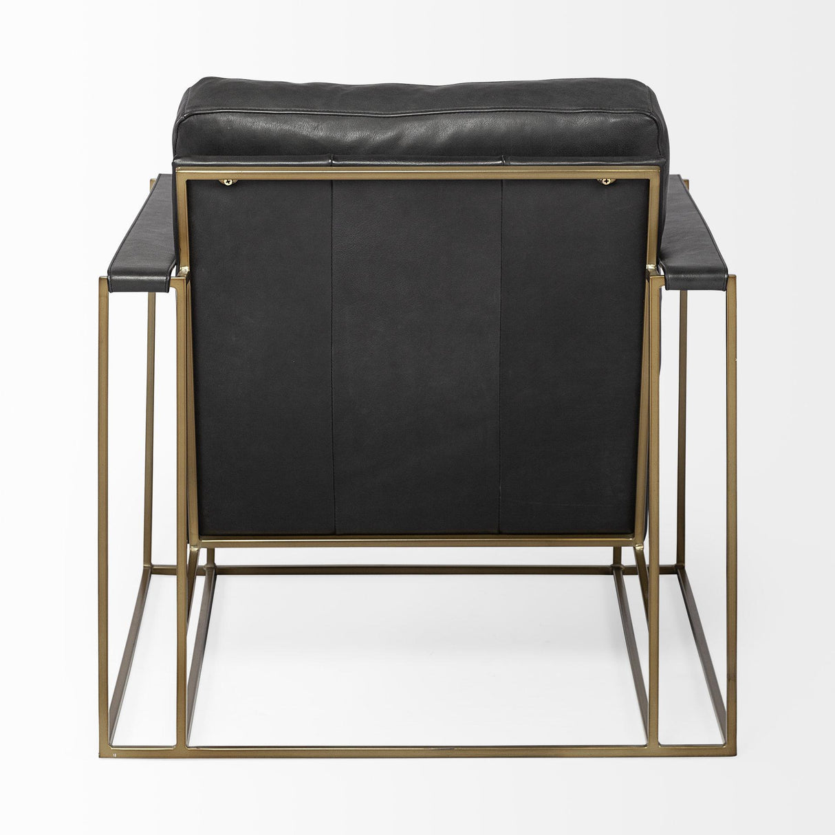 Mercana Watson Black Leather Wrap Gold Metal Frame Accent Chair