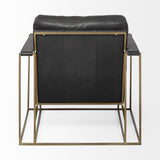 Mercana Watson Black Leather Wrap Gold Metal Frame Accent Chair