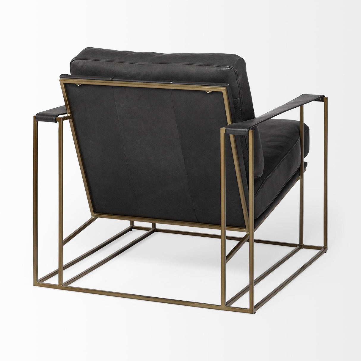 Mercana Watson Black Leather Wrap Gold Metal Frame Accent Chair