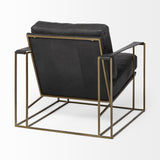 Mercana Watson Black Leather Wrap Gold Metal Frame Accent Chair