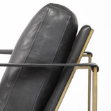 Mercana Watson Black Leather Wrap Gold Metal Frame Accent Chair